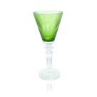 Taça Vinho Cristal Verde Finos Lapidados Base Transparente D