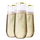 Taças de champanhe de plástico sem haste SUT, 9 onças, aro dourado, 24 unidades