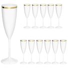 Taças De Espumante Acrílico 170ml 12pcs Borda Dourada Prime