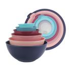Taças de mistura COOK WITH COLOR Conjunto de 12 peças de plástico com tampas Taças de mistura COOK WITH COLOR Conjunto de 12 peças de plástico com tampas