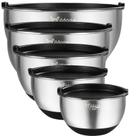 Taças de mistura Wildone em aço inoxidável, conjunto de 5 com tampas de 1,5, 2, 3, 5, 8 L