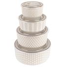 Taças de nidificação de cerâmica KooK Narbonne com tampas, conjunto de 4 marfim Taças de nidificação de cerâmica KooK Narbonne com tampas, conjunto de 4 marfim