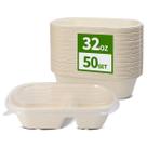 Taças de papel AICHEF, 2 compartimentos, 32 onças com tampas, pacote com 50