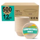 Taças de papel compostáveis JINVOGREEN 12 onças 500 unidades a granel