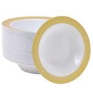 Taças de plástico descartáveis JOLLY CHEF 12 onças (pacote com 50) com borda dourada