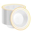 Taças de sopa descartáveis BESTSTAR 12 onças com borda dourada, pacote x100