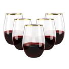 Taças de vinho FOCUSLINE 16 onças de plástico sem haste com borda dourada x20