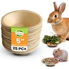 Taças descartáveis de folha de palmeira Raj para coelhos I 25 unidades tigela compostável de 5 polegadas para animais de estimação pequenos I tigelas de bambu seguras I brinquedos descartáveis para mastigar coelhos I prato de guloseimas mastigáveis para coelhos, coelhos e hamsters
