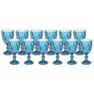 Taças Diamante Copos Vidro Azul Bico De Jaca 300ml - 12un