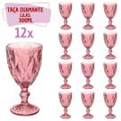 Taças Diamante Copos Vidro Lilás Bico De Jaca 300ml - 12 UN