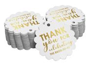 Tags de Papel Metalizadas "Thank You" para Chá de Panela, Celebrando a Noiva - Inkdotpot
