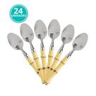 Talher Conjunto Jogo 24 Peças Bambu Luxo Garfo Faca Colher