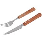 Talher Jogo Inox Cabo De Madeira 8Pcs