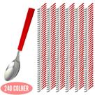 Talheres Cabo Plástico C/ 240 Colher Vermelho Fortaleza Inox