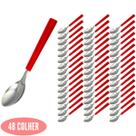 Talheres Cabo Plástico C/ 48 Colher Vermelho Fortaleza Inox