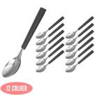 Talheres Cabo Plástico com 12 Colher Preto Mato Grosso Inox