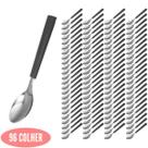 Talheres Cabo Plástico com 96 Colher Preto Mato Grosso Inox