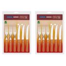 Talheres de Churrasco Premium Tramontina Dynamic Jogo Garfo Faca inox Cabo madeira 24 peças