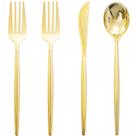Talheres de plástico descartáveis Rubtlamp Gold 90 unidades (30 facas, 60 garfos e colheres)