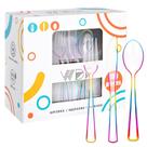 Talheres de plástico descartáveis WDF Rainbow 180 unidades para 60 convidados