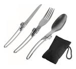 Talheres Dobráveis Colher Garfo Faca Camping Aço Inox Taumer