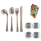 Talheres Infantil Inox Kit 4 Peças Para Alimentação de Criança e Bebê