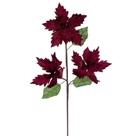 Tallo de Flor Artificial Vickerman Poinsettia Borgoña de 26 cm