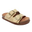 Tamanco Beira Rio Papete Fivela Feminino Creme Dourado