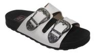 Tamanco Chinelo Slide Feminino De Fivela Moleca 5436302 Branco Napa 36