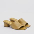 Tamanco couro soft salto rafia - OLIVE