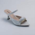 Tamanco Feminino Bico Folha Pedraria Salto Médio Moda Casual