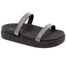 Tamanco Feminino Plataforma Papete Flat Chinelo Brilho Tira Strass Via Angel 7402