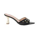 Tamanco Feminino Stessy Mule Bico Folha Salto Taça Cromado Tachas Luxo