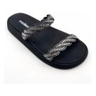Tamanco Moleca Casual Feminino Black Duas Tiras Pedraria