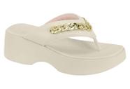 Tamanco Moleca Plataforma Feminino Com Corrente Dourada Branco Off