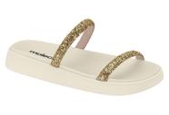 Tamanco Papete Feminina Moleca Flat Duas Tiras Brilho Maxxi Glitter ORIGINAL