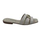 Tamanco Rasteira Mississipi Enfeite Fivela Off White 693 - Marfim 35