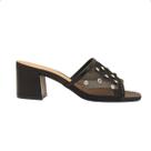 Tamanco Salto Alto Bloco Dm Celeste Couro Tela Strass Preto Tamanco Salto Alto Bloco Dm Celeste Couro Tela Strass Preto