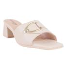 Tamanco Salto Bloco Casual Feminino Comfortflex 23-67401 Bege