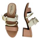 Tamanco Salto Bloco Médio Modare Ultra Conforto 7187.113N Nude Off White Dourado