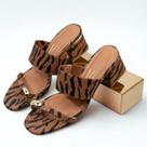 Tamanco Vizzano Salto Bloco Tira Dedo Dourado Zebra 6428.348