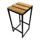 Tamborete Indust Quadrado Assento Madeira Natural 72,5cm Acabamento Da Estrutura Pintura Cor Preto madeira maciça pintura resistente