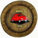 Tampa de Barril Rústica Grande em Alto Relevo Decor - Fusca Vermelho