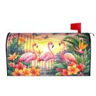 Tampa de caixa de correio Oplp Three Flamingos Flowers Palm Waterproof