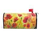 Tampa de caixa de correio Wamika Art Red Poppy Flowers Magnetic PVC