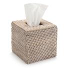 Tampa de caixa de lenços DECRAFTS Rattan Natural Woven Square White