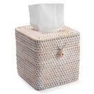 Tampa de caixa de lenços DECRAFTS Rattan Natural Woven Square White