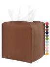 Tampa de caixa de lenços JESMINI Leather Cube Brown para banheiro