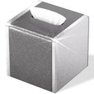 Tampa de caixa de lenços LADSTAG Silver PU Leather Square Tampa de caixa de lenços LADSTAG Silver PU Leather Square
