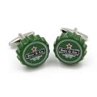 Tampa de garrafa de cerveja verde criativa Cufflinks para homens em cobre